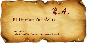 Milhofer Arián névjegykártya